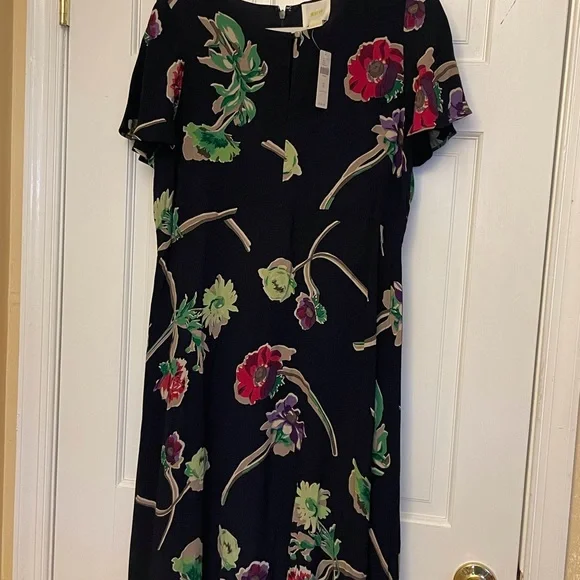 Anthropologie navy flower dress - Picture 2 of 6